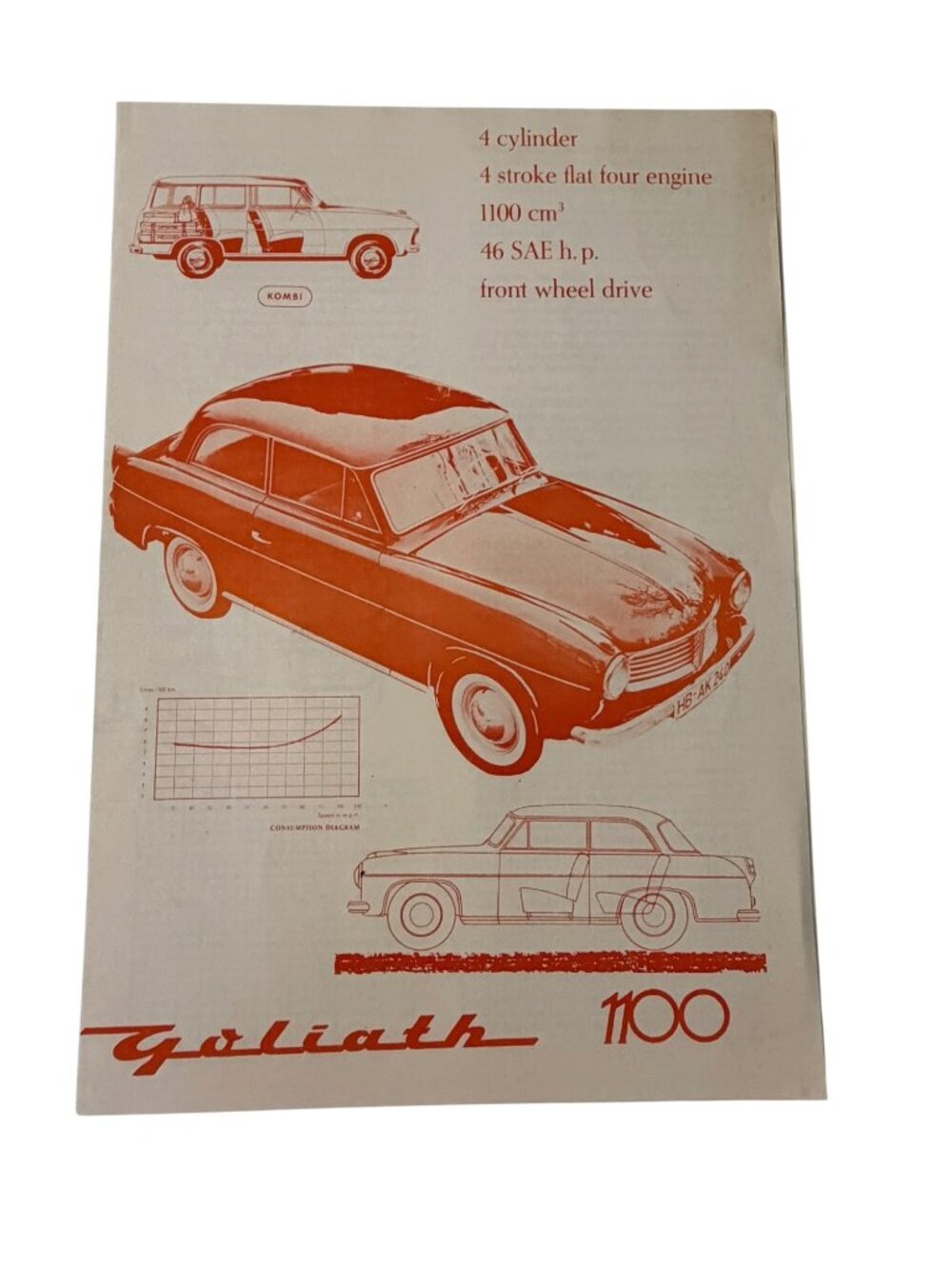Vintage Goliath 1100 Sales Brochure Country Cars Press 1958 Dealer Catalog Sedan